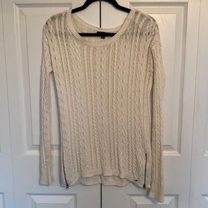 Cream sweater with zipper detail on side, M, American Eagle